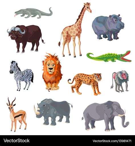 Cartoon African Animals Set Royalty Free Vector Image