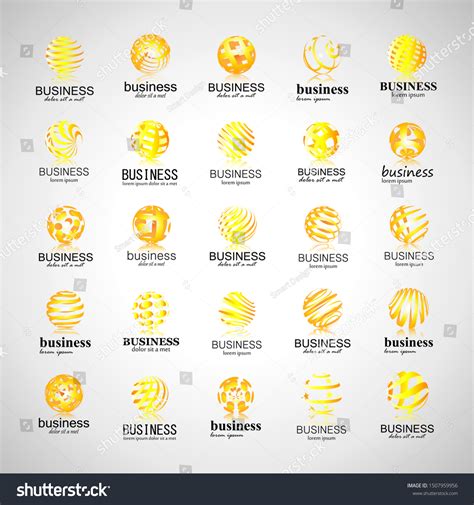 Globe Sphere Logo Set Isolated On Stock Vector Royalty Free