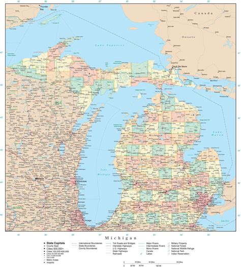 Michigan Map With Counties And Cities Interactive Map