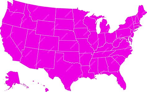 mapa de estados unidos de américa de color púrpura mapa político de estados unidos vector premium
