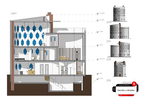 Casa Mélnikov Sección Y Alzados House Floor Plans Architecture