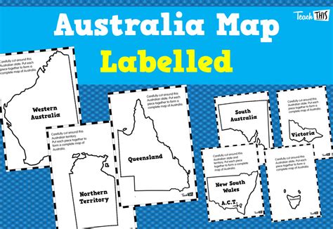 Printable map (jpeg/pdf) and editable vector map of australia showing country outline and flag in the background. Australia - You're Standing In It - States Named | Teacher ...