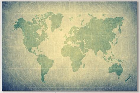 Retro World Map Leather Printlarge World Mapmulti Pieces World Map