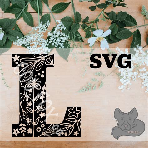 Floral Alphabet Monogram Letter L Svg Svg Clip Art Vector Artwork Dxf