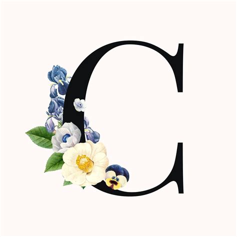 Download Premium Vector Of Flower Decorated Capital Letter C Typography