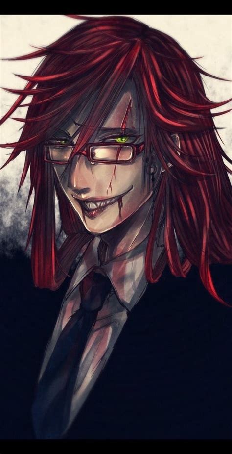 An Anime Character With Long Red Hair And Green Eyes Wearing Glasses