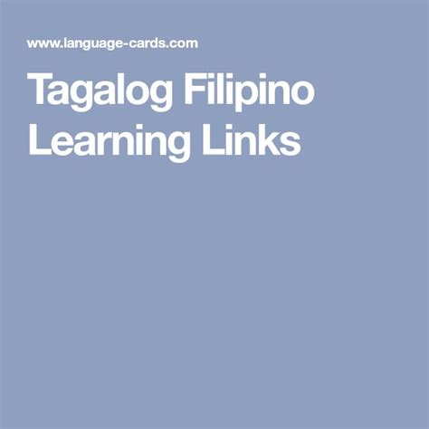 Tagalog Filipino Learning Links Tagalog Filipino Learning