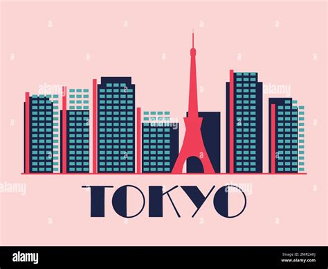 Tokyo Landscape In Vintage Style Retro Banner Of Tokyo City With