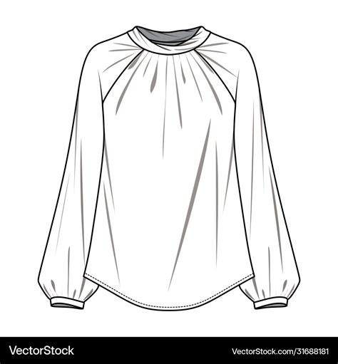 Blouse Fashion Flat Sketch Template Royalty Free Vector
