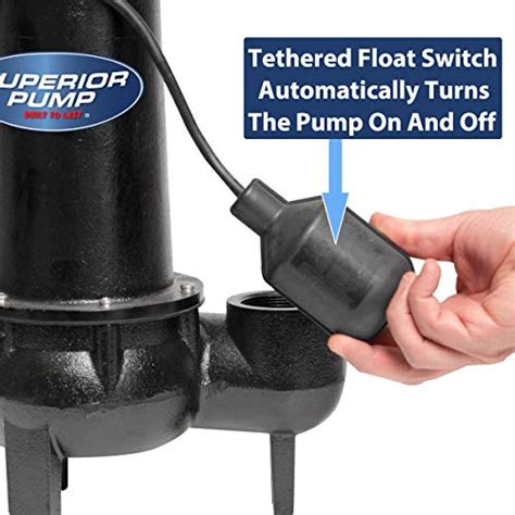 Superior Pump U Cast Iron Tethered Float Switch Sewage Pump With Basin Kit Hp Black