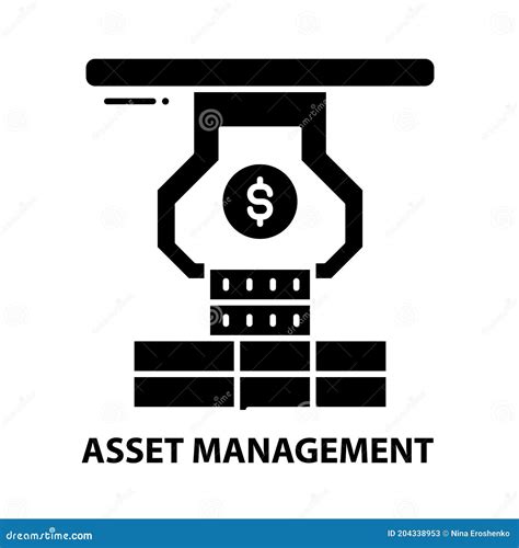 Asset Management Icon Black Vector Sign With Editable Strokes Concept Illustration Stock