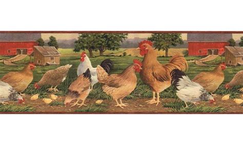Country Borders Roosters Wallpaper Border Afr7106 Rooster Wallpaper