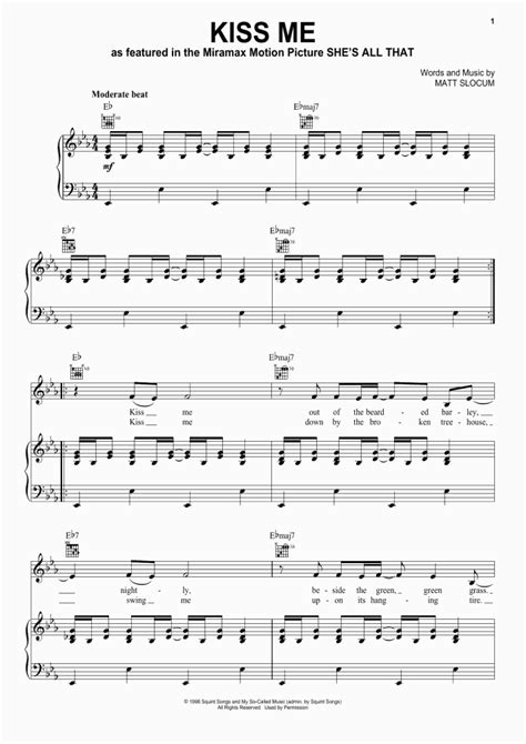 Kiss Me Piano Sheet Music Onlinepianist