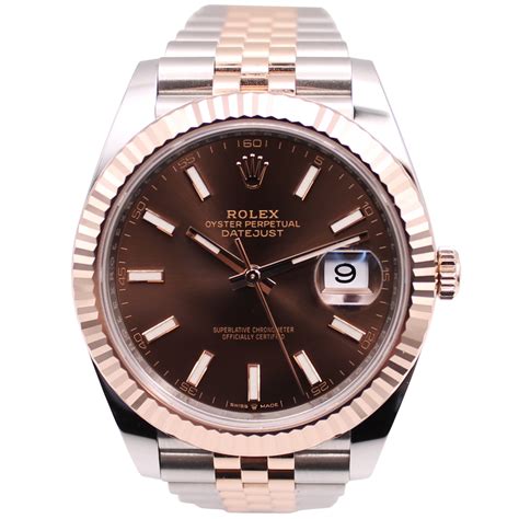 Rolex Datejust Mm Chocolate Dial Fluted Bezel Two Tone Everose Gold