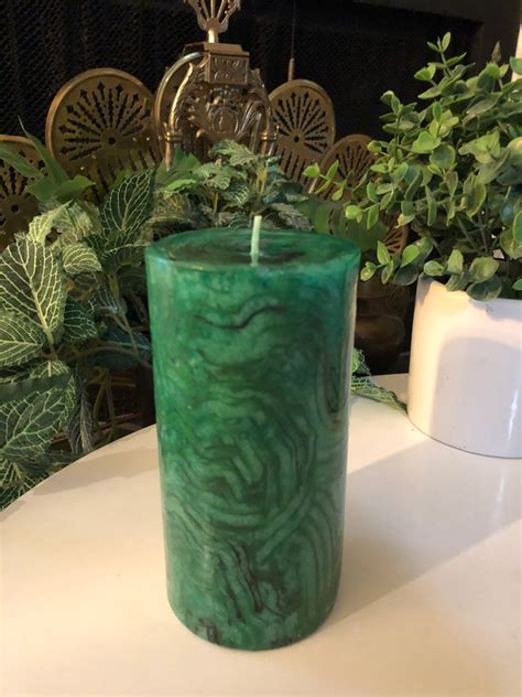 Malachite Green Candle Emerald Hand Painted Centerpiece T Etsy