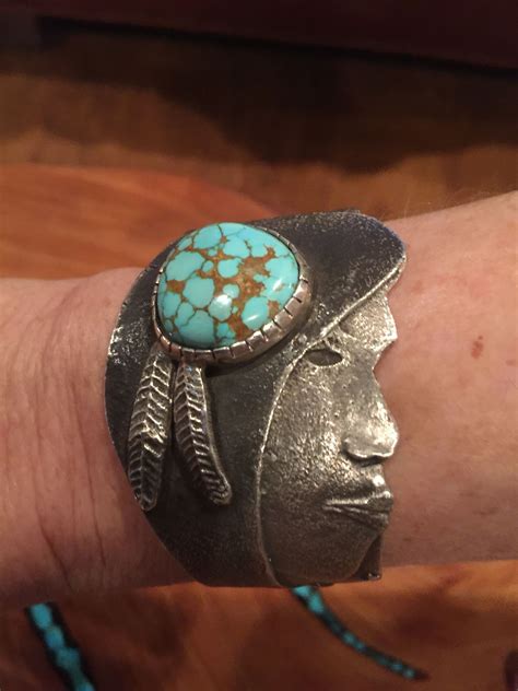 Philander Begay Tufa Cast Navajo Head Bracelet With Turquoise
