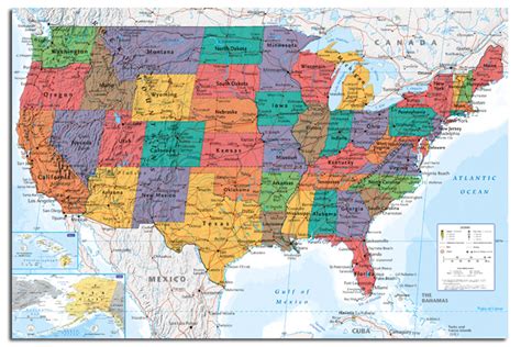 Usa United States Large Map Wall Chart Poster New Laminated Available