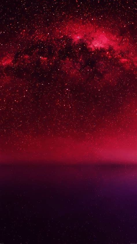 Cosmos Red Night Live Lake Space Starry Iphone 8 Wallpaper Wallpaper