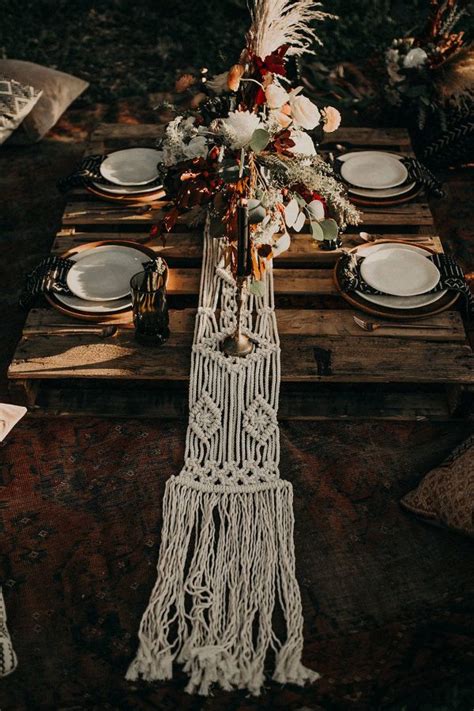 Round coffee bohemian table can offer you many choices to save money thanks to 20 active results. Macrame Table Runner in 2020 | Boho wedding decorations ...