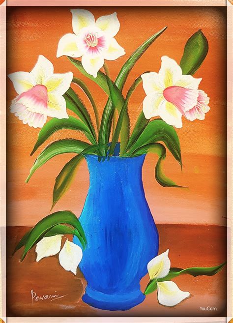 Easy Flower Vase Acrylic Painting On Canvas Daffodils Stroke Painting