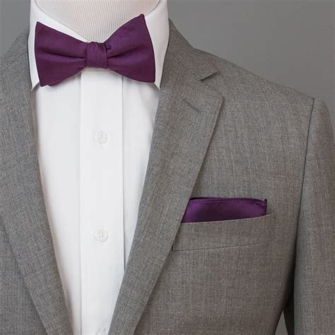 Solid Deep Purple Bow Tie Self Tie Wall Street Wedding Suits Men