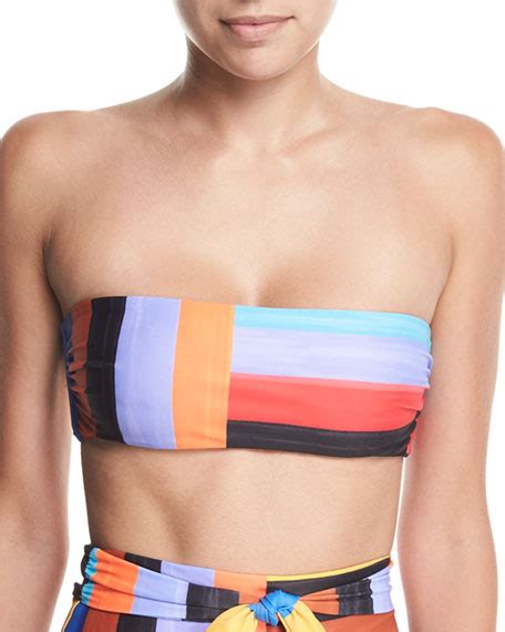 Mara Hoffman Abigail Brushed Stripes Bandeau Bikini Top Neiman Marcus