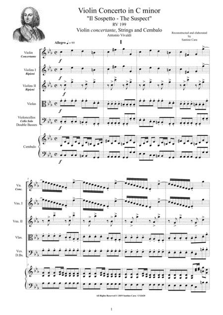 Vivaldi Violin Concerto In G Minor Rv 317 Op 12 No 1 For Violin And