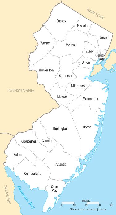 New Jersey Counties Map Listings United States