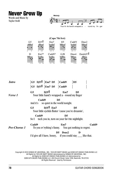 And it's so quiet in the world tonight. Never Grow Up | Sheet Music Direct