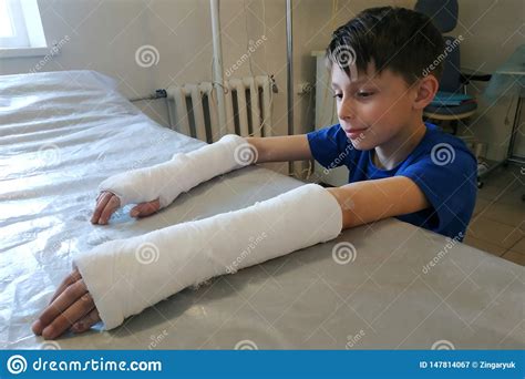 A Little Boy After A Closed Fracture Approached The Hospital For