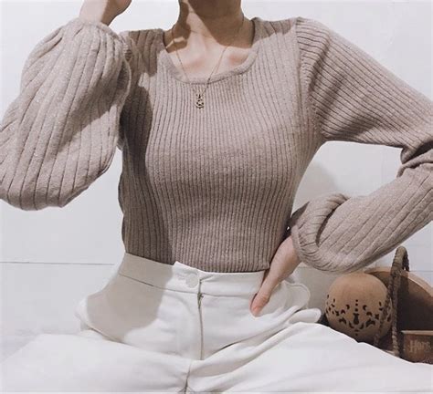 Ribbed Knitted Nude Sweater Women S Fashion Tops Others Tops On