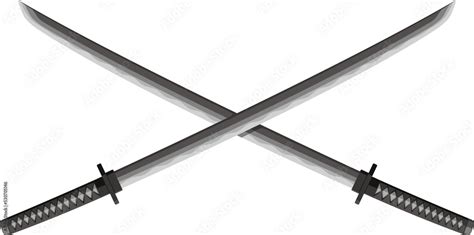 Crossed Katanas Japanese Swords Illustration Samurais Weapon Png
