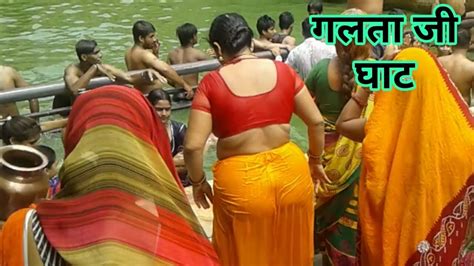 Open Bath Ladies Bathing In Galta Ji Ghat Monkey Temple Galta Ji