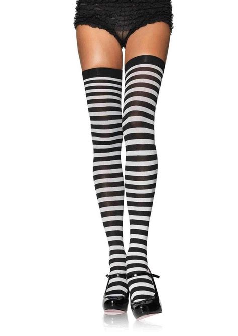 Stripe Thigh Highs Various Colors In 2020 Striped Stockings Thigh High Stockings Stockings