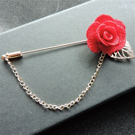 Bovvsky Gold Tassel Chain Lapel Flower Metal Leaf Brooch Handmade