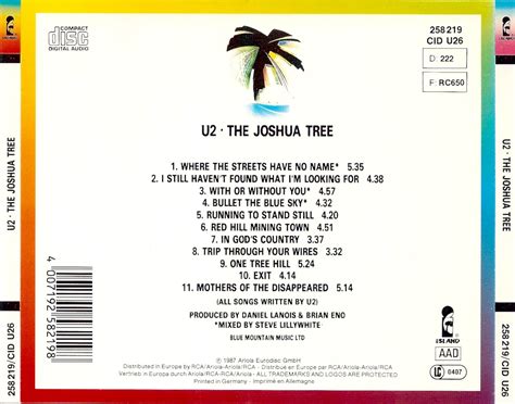 The First Pressing Cd Collection U2 The Joshua Tree