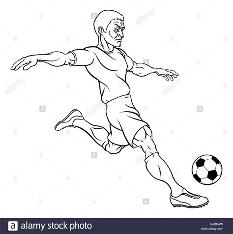Soccer Player Kicking Ball Black And White Stock Photos