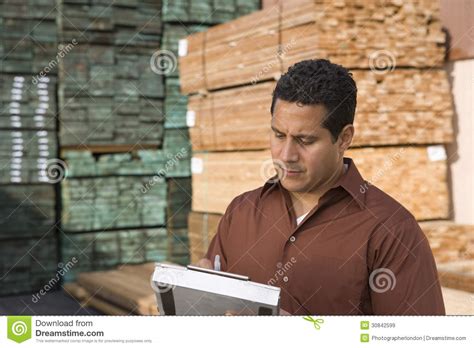 Supervisor Stock Taking In Warehouse Stock Image - Image of stack ...