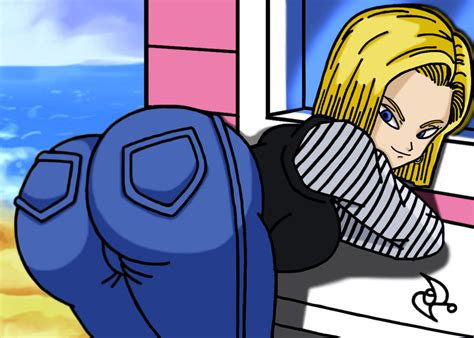 Rule 34 1girls Android 18 Ass Beach Bent Over Big Ass Blonde Hair Blue Eyes Breasts Bubble
