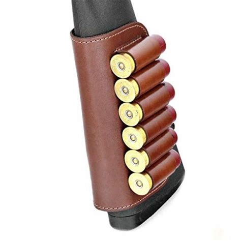 Genuine Leather Buttstock Ammo Holder Shotshell Carrier Shotgun Shell