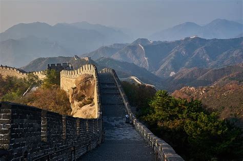 Mountain Sunset Landscape Panoramic China Great Wall Wall Border