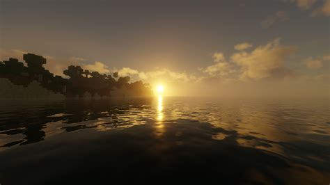 Sunset Reflection On Body Of Water Hd Minecraft Wallpapers