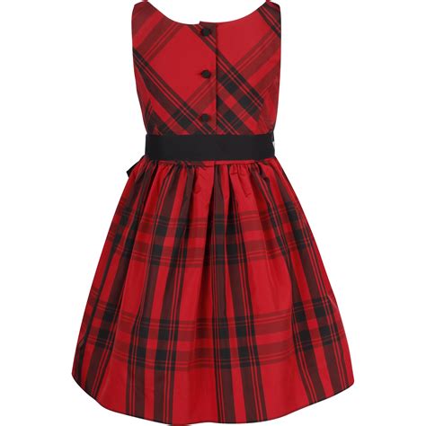Polo Ralph Lauren Girls Tartan Print Dress In Red — Bambinifashioncom