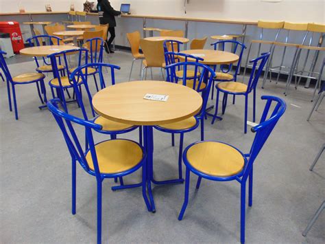 Commercial Grade Heavy Cafeteria Table 1 X Table And 4 X Blue Chairs