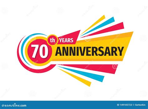 70 Th Birthday Banner Logo Design Seventy Years Anniversary Badge