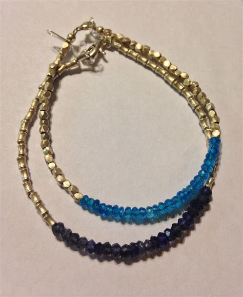 Bracelets Of Sterling Silver Neon Apatite And Iolite Beaded