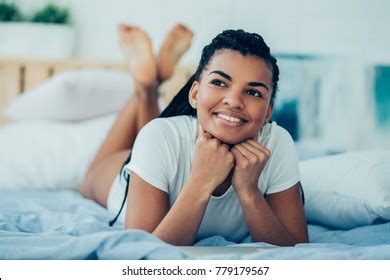 Dreamy African Woman Lying Bed Stock Photo 779179567 Shutterstock