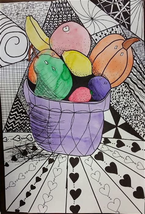 Fruit Bowl Zentangle A Painted Perspective