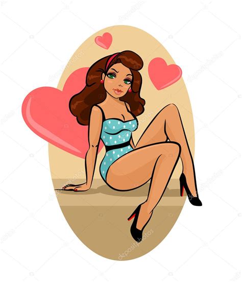 Pin Up Girl Vector Illustration Stock Vector Image By ©prettyvectors 75558805