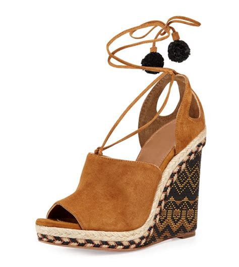 Aquazzura Palm Springs Wedge Espadrille Sandal Cognac Shoes Post